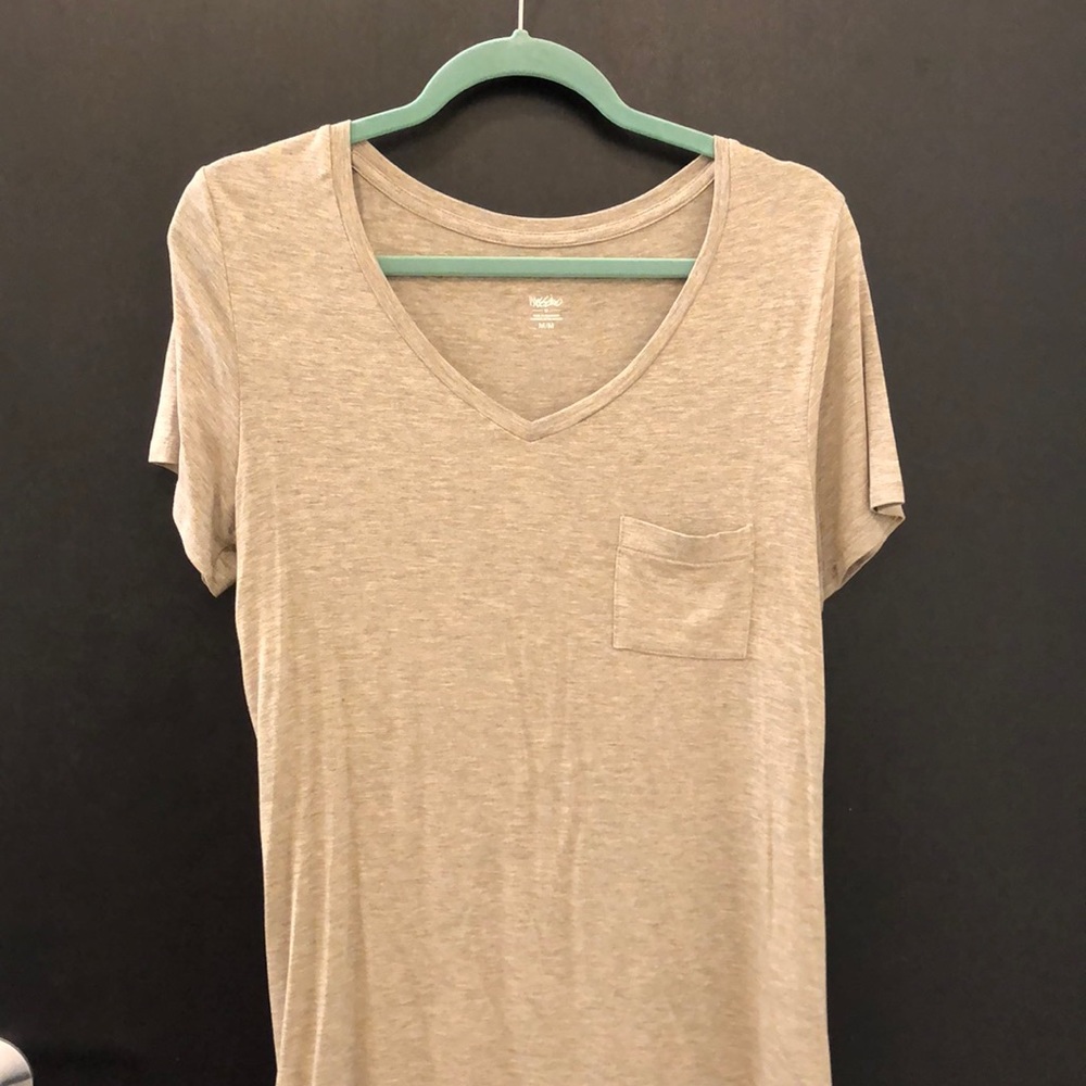 Slouchy Tan Pocket V-Neck